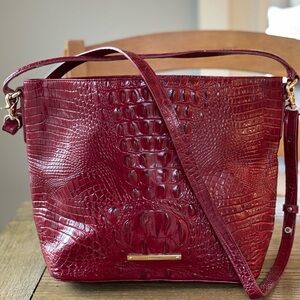 Brahmin Harrison Shoulder Bag Large Tote Deep Red Merlot Melbourne